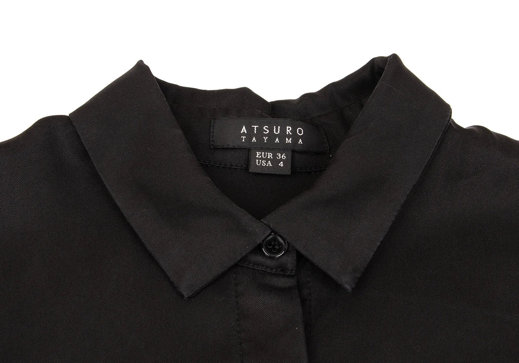 A/T ATSURO TAYAMA JAPAN. Black Side Button Design Long Shirt Dress