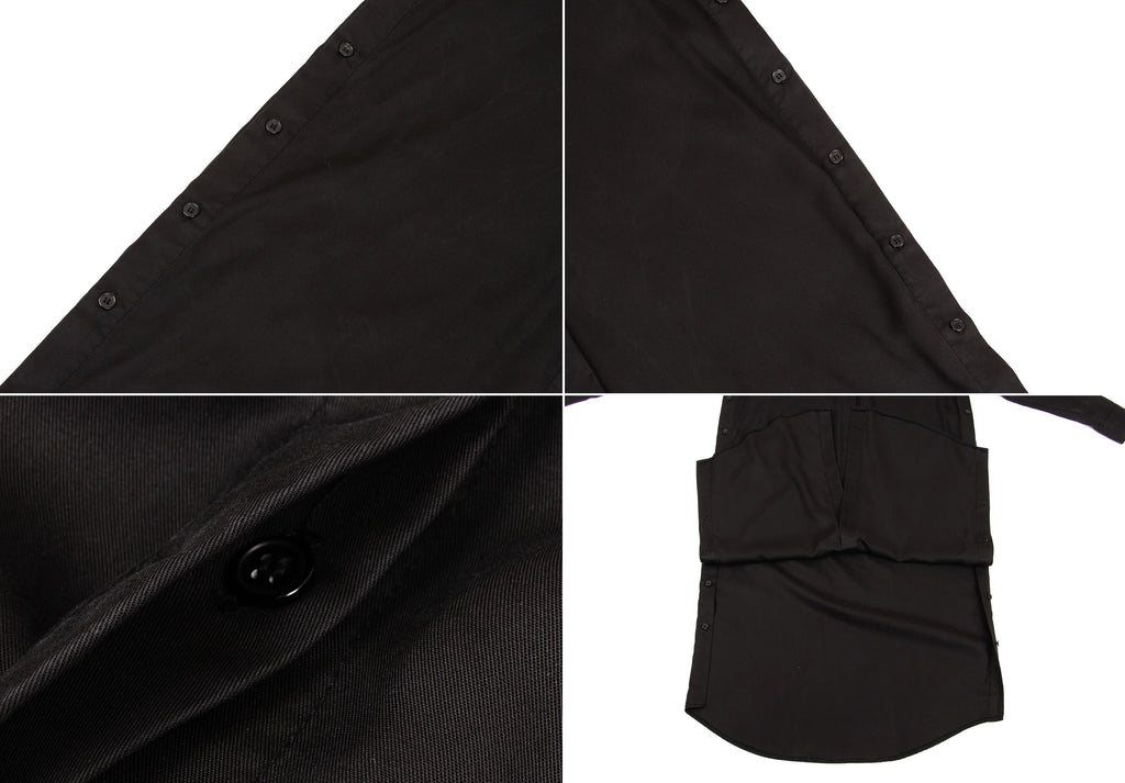 A/T ATSURO TAYAMA JAPAN. Black Side Button Design Long Shirt Dress