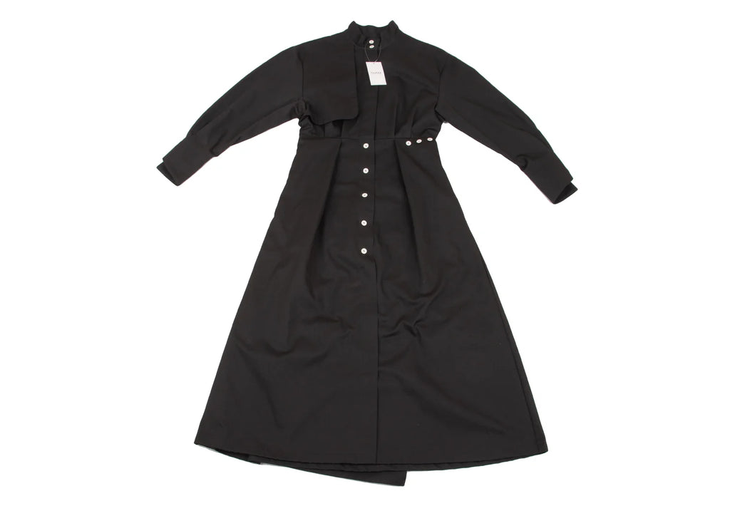 fou fou JAPAN. NEW W/TAG. Black Cotton Gun Flap Design Dress