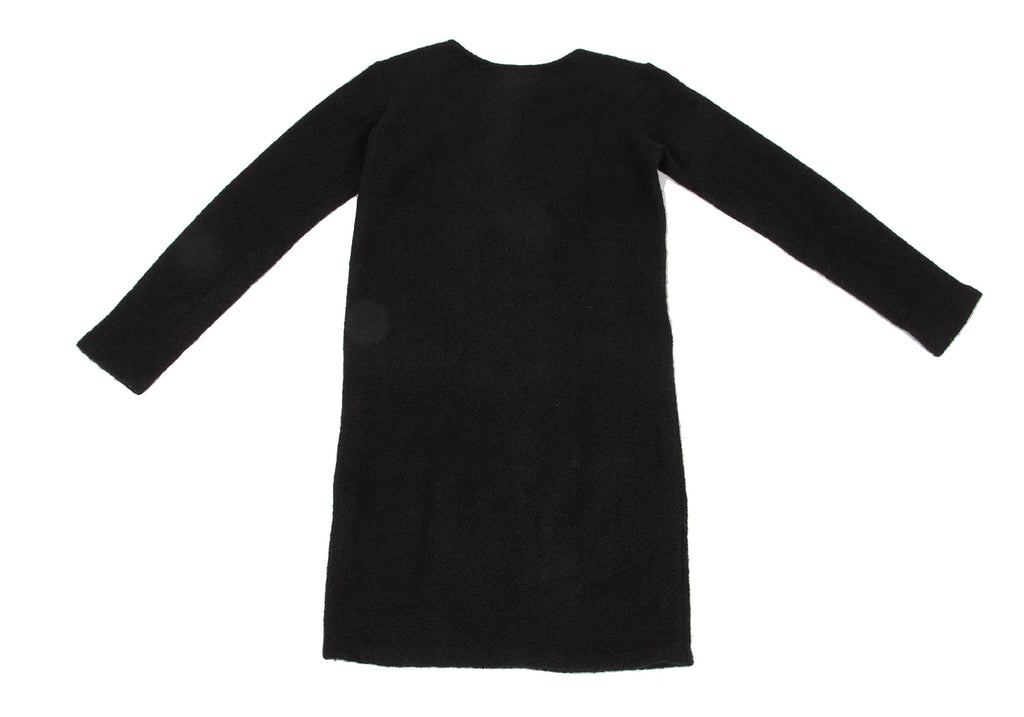 agnes b. PARIS. Black Angora Blend Shoulder Button Knit Dress