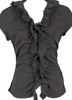 NARACAMICIE JAPAN. Black/Grey Checked Frill Switching Sleeveless Blouse