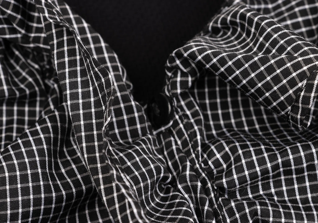 NARACAMICIE JAPAN. Black/Grey Checked Frill Switching Sleeveless Blouse