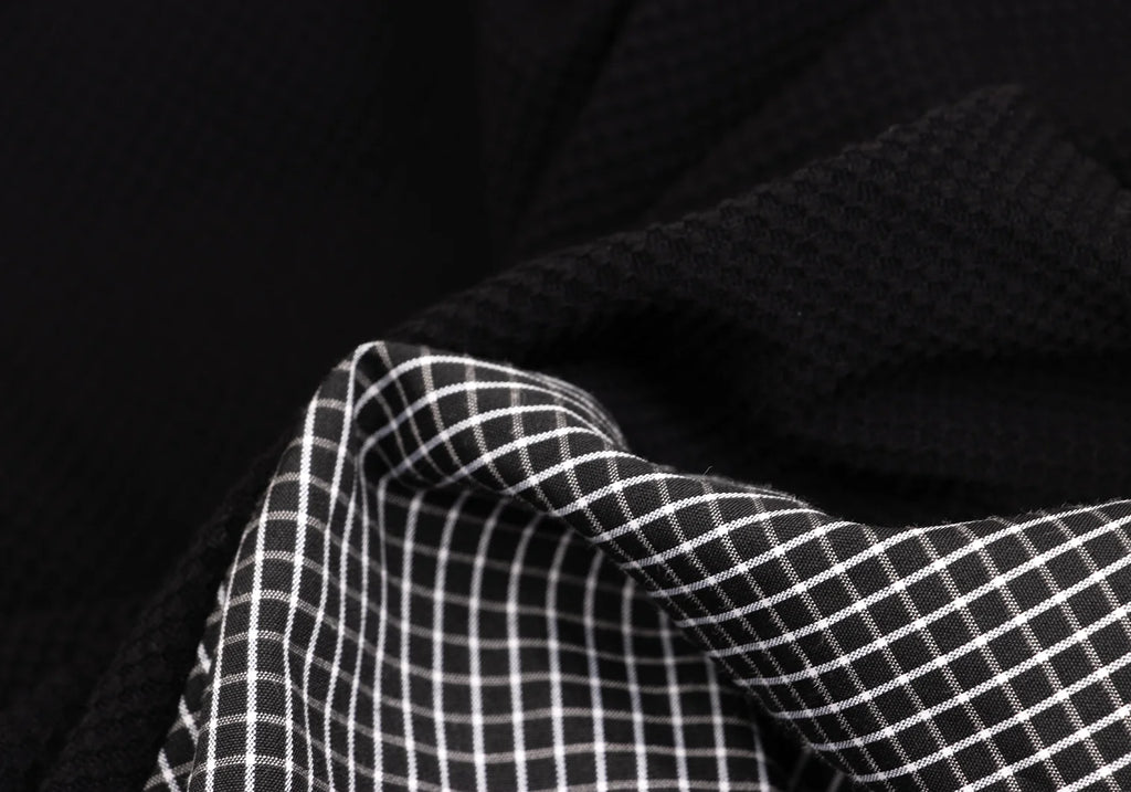 NARACAMICIE JAPAN. Black/Grey Checked Frill Switching Sleeveless Blouse