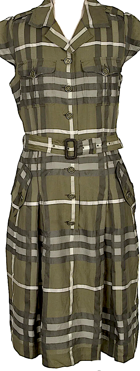 【関税＆送料込み】Burberry Check Blend Chemise Dress Burberry Check Wool Blend Chemise Dress | Balardi