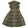 BURBERRY LONDON. Khaki Silk Blend Box Pleats Check Shirt Dress