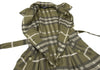 BURBERRY LONDON. Khaki Silk Blend Box Pleats Check Shirt Dress