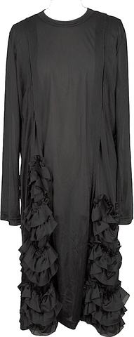 Maison Margiela MM6 Paris. Black Grey Denim Half Button Down Dress w/Back Pockets