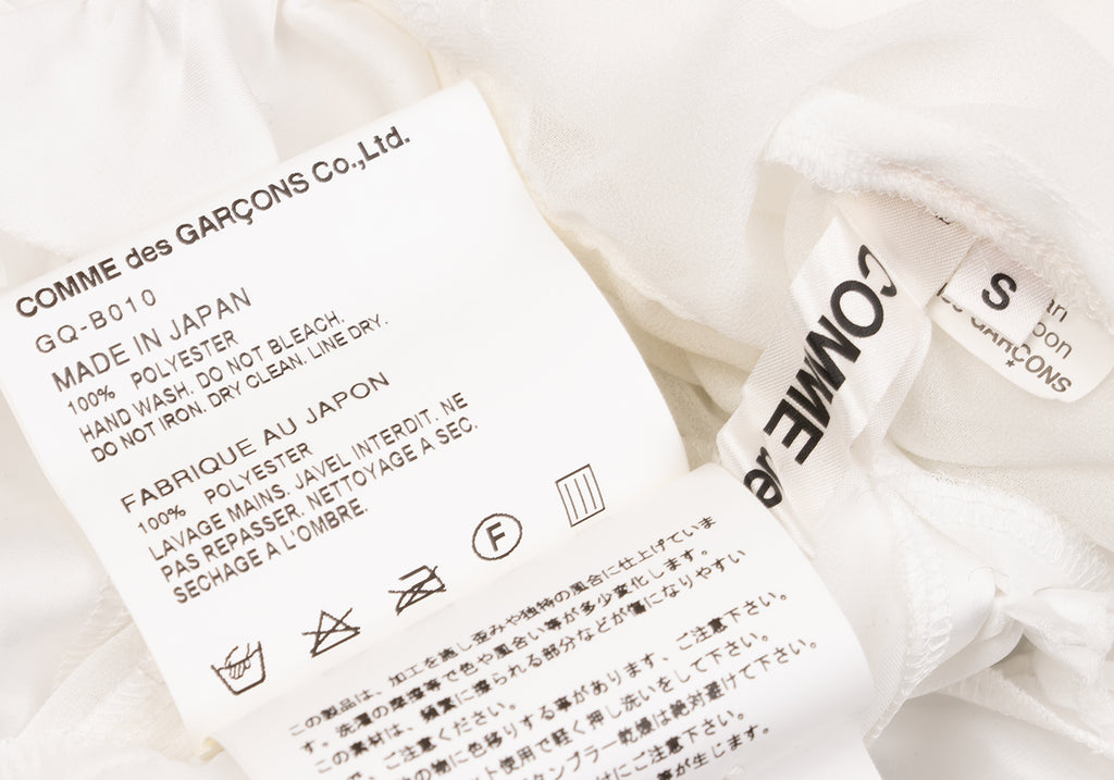 COMME des GARCONS JAPAN. White Polyester Hem Frill See-through Blouse