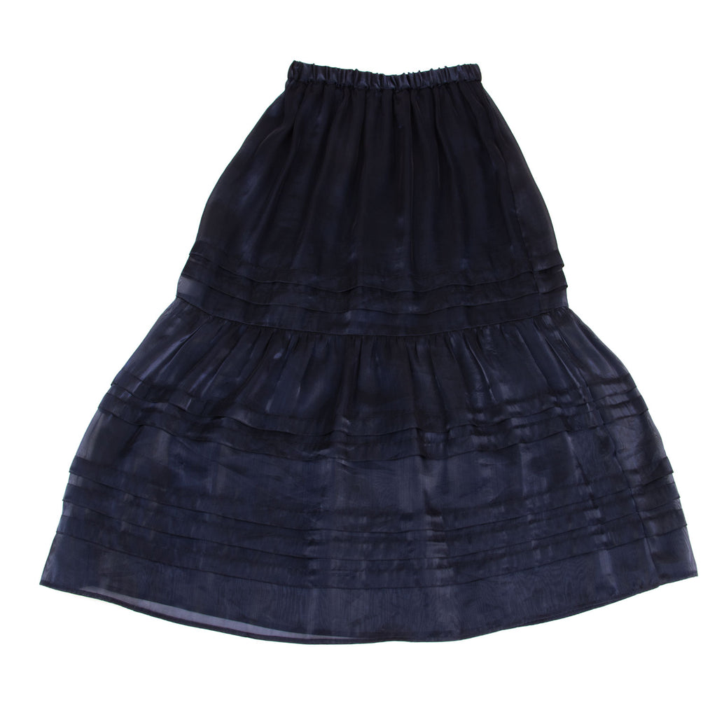 BEAMS  B:MING by BEAMS. JAPAN. Navy Shiny Tiered Skirt