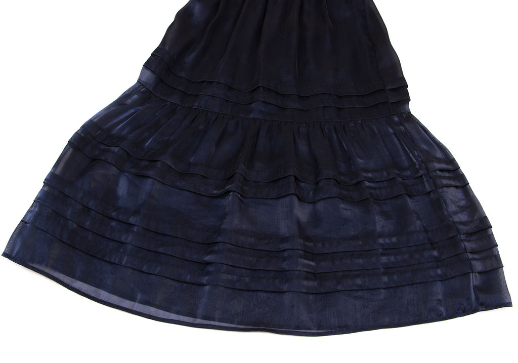 BEAMS  B:MING by BEAMS. JAPAN. Navy Shiny Tiered Skirt