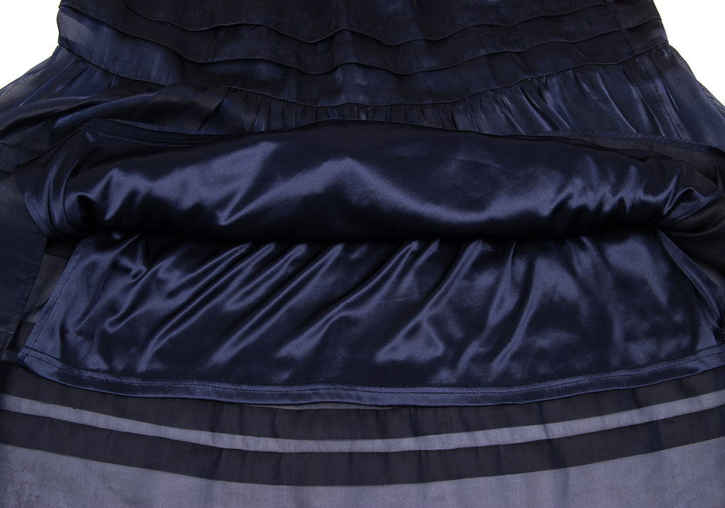 BEAMS  B:MING by BEAMS. JAPAN. Navy Shiny Tiered Skirt