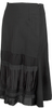 ANTEPRIMA ITALY. Black Rayon/Wool Back Pleats Switching A-line Skirt