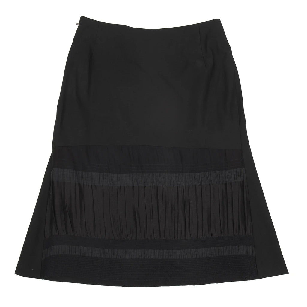 ANTEPRIMA ITALY. Black Rayon/Wool Back Pleats Switching A-line Skirt