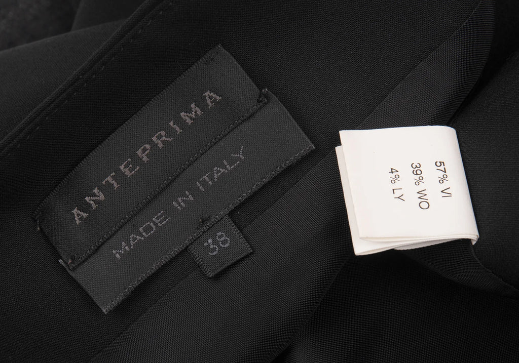 ANTEPRIMA ITALY. Black Rayon/Wool Back Pleats Switching A-line Skirt