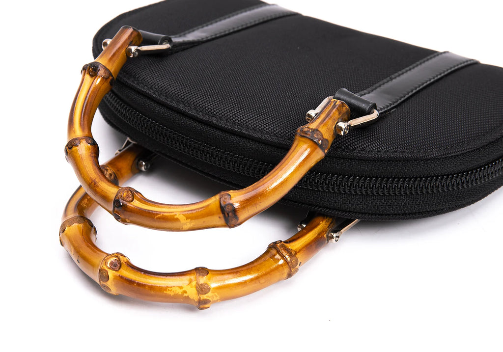 GUCCI Italy. Bamboo Handles Black Mini Crossbody Shoulder Bag w/Box