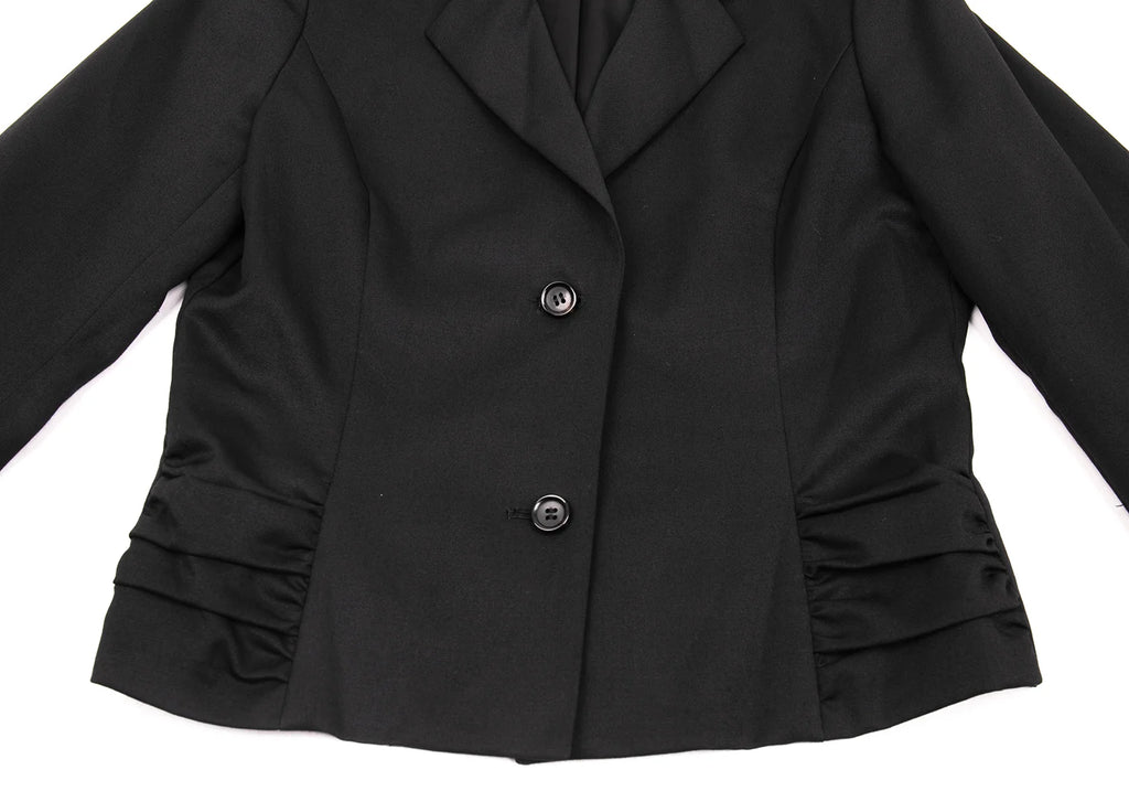 HOMMA JAPAN. Black Gather Hem Design Wool Gaba Jacket