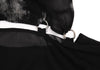 YOHJI YAMAMOTO. LIMI feu JAPAN.  Foil Printed Black Semi-Sheer Poly Dress