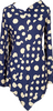 YOHJI YAMAMOTO JAPAN. Y's Blue, Beige Dot Print Asymmetry Tunic Top
