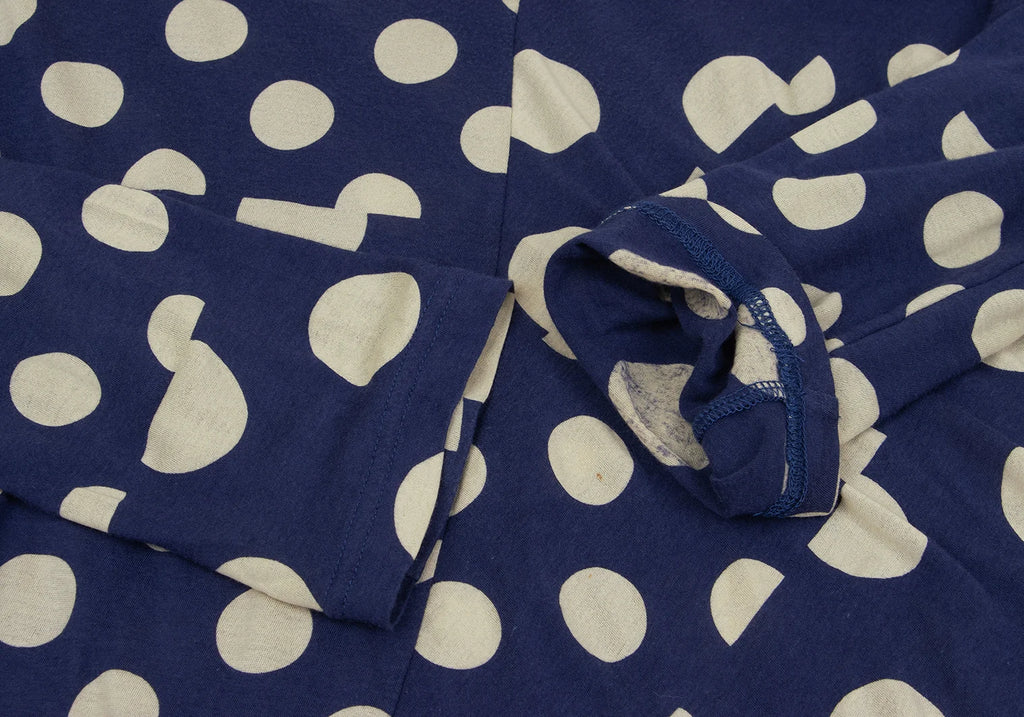 YOHJI YAMAMOTO JAPAN. Y's Blue, Beige Dot Print Asymmetry Tunic Top