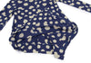 YOHJI YAMAMOTO JAPAN. Y's Blue, Beige Dot Print Asymmetry Tunic Top