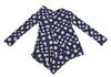 YOHJI YAMAMOTO JAPAN. Y's Blue, Beige Dot Print Asymmetry Tunic Top