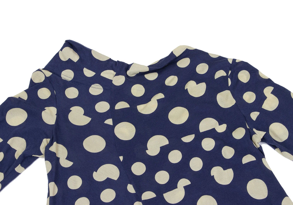 YOHJI YAMAMOTO JAPAN. Y's Blue, Beige Dot Print Asymmetry Tunic Top