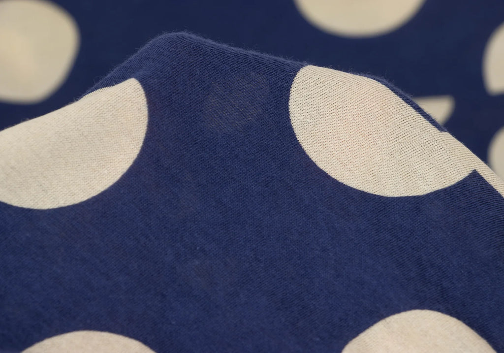 YOHJI YAMAMOTO JAPAN. Y's Blue, Beige Dot Print Asymmetry Tunic Top