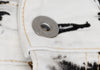 COMME des GARCONS JAPAN. JUNYA WATANABE White, Charcoal, Black Denim Bleach Printed Stretch Slim Pants
