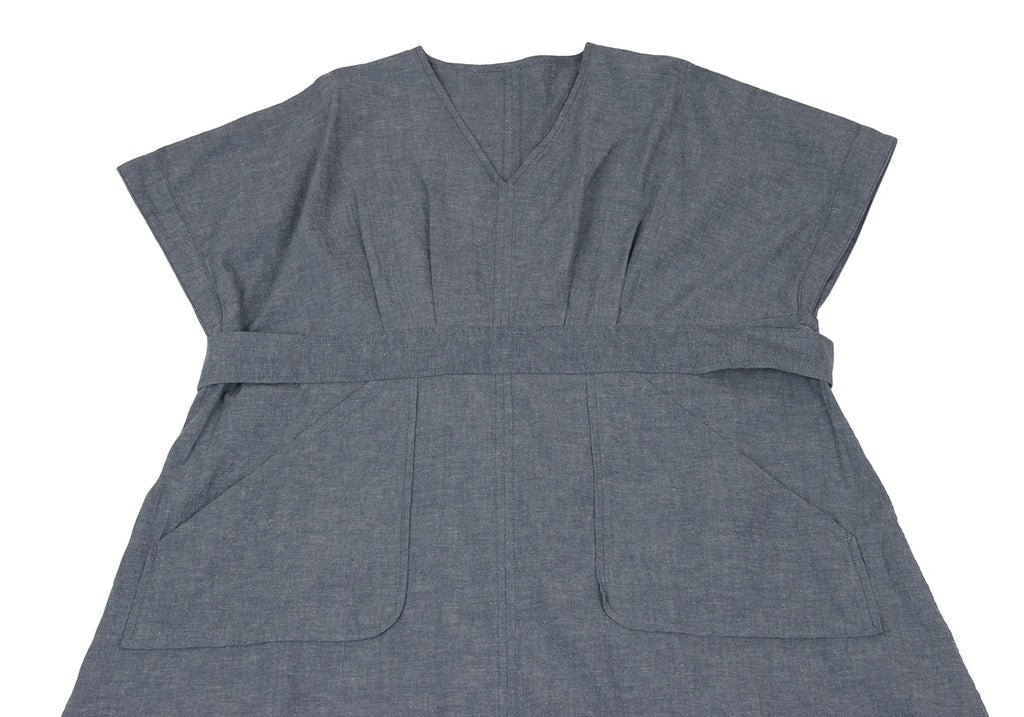 BEAMS TOKYO. JAPAN Chambray GRAY Short Sleeve Dress