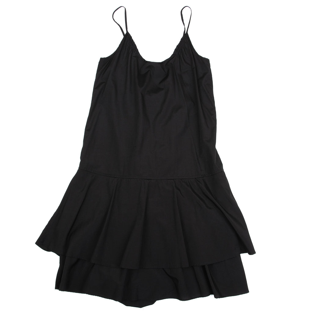 ISSEY MIYAKE JAPAN. zucca Poly Cotton Back Gather Black Cami Dress