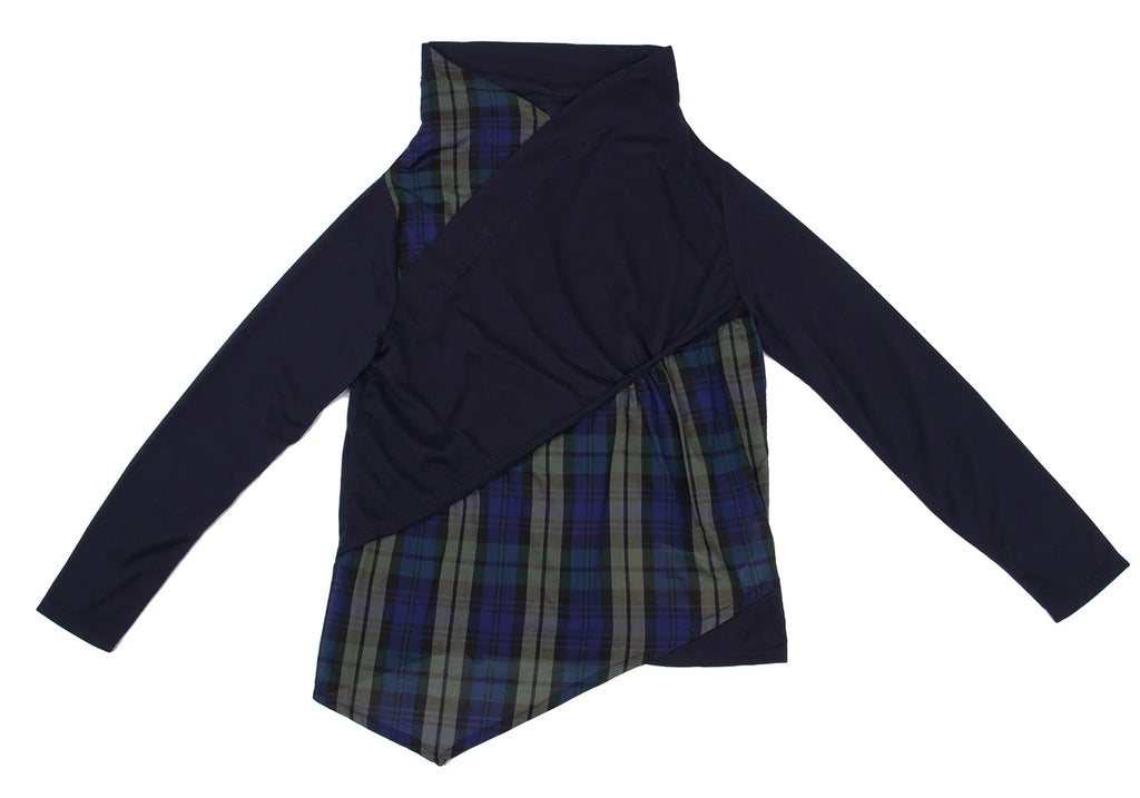 A/T (ATSURO TAYAMA)  JAPAN. NEW W/TAGS. Navy Check Switching High Neck Top