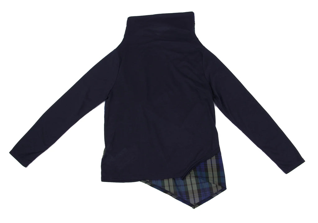 A/T (ATSURO TAYAMA)  JAPAN. NEW W/TAGS. Navy Check Switching High Neck Top
