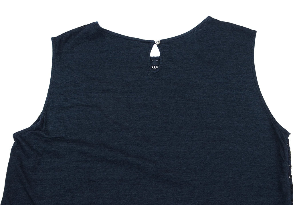 45rpm 45R JAPAN. Navy Front Lace Cotton Sleeveless Top