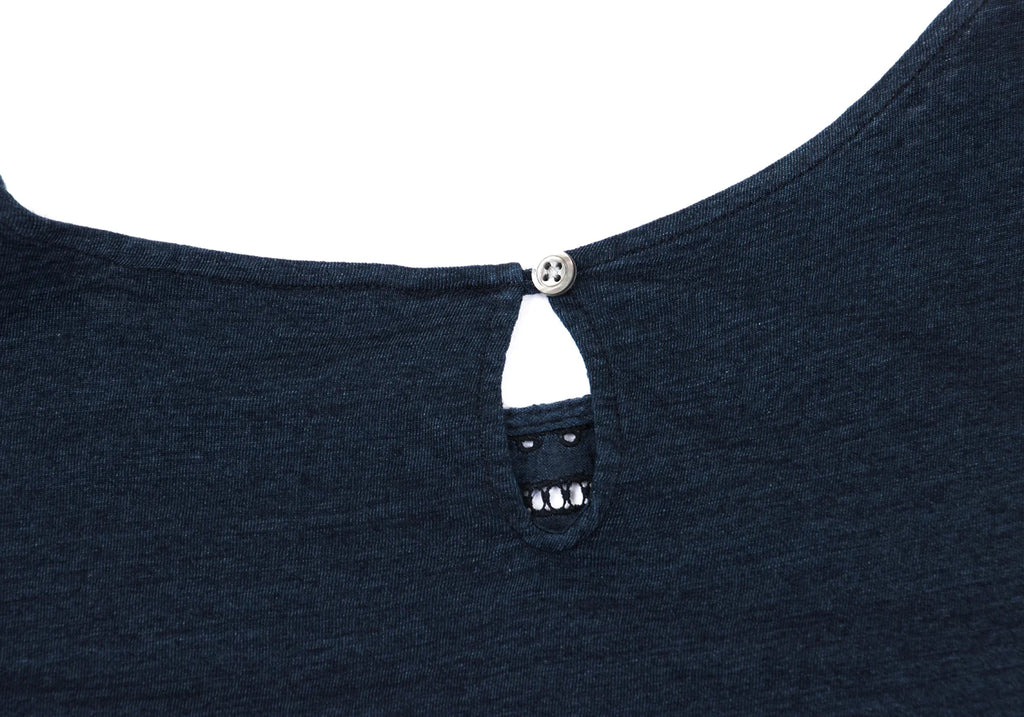 45rpm 45R JAPAN. Navy Front Lace Cotton Sleeveless Top