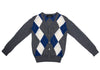 COMME des GARCONS JAPAN. TRICOT. Grey, Blue Wool Argyle Knit Cardigan