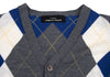 COMME des GARCONS JAPAN. TRICOT. Grey, Blue Wool Argyle Knit Cardigan