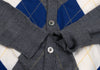 COMME des GARCONS JAPAN. TRICOT. Grey, Blue Wool Argyle Knit Cardigan