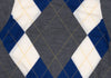 COMME des GARCONS JAPAN. TRICOT. Grey, Blue Wool Argyle Knit Cardigan