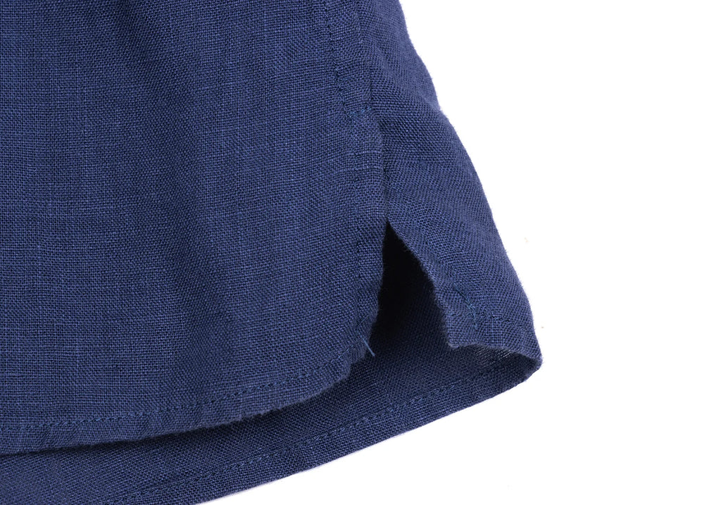 MARGARET HOWELL LONDON/TOKYO. Blue Linen Band Collar Shirt