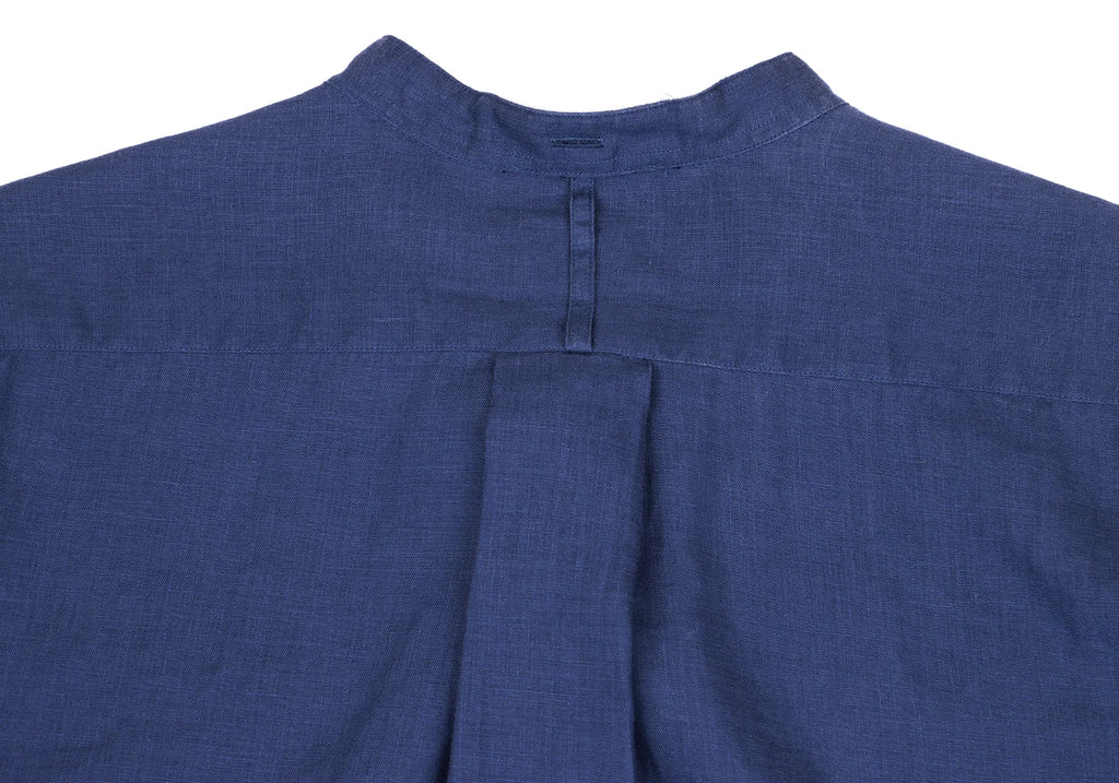 MARGARET HOWELL LONDON/TOKYO. Blue Linen Band Collar Shirt