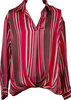 NARACAMICIE JAPAN. Red Poly Stripe Pull Over Blouse