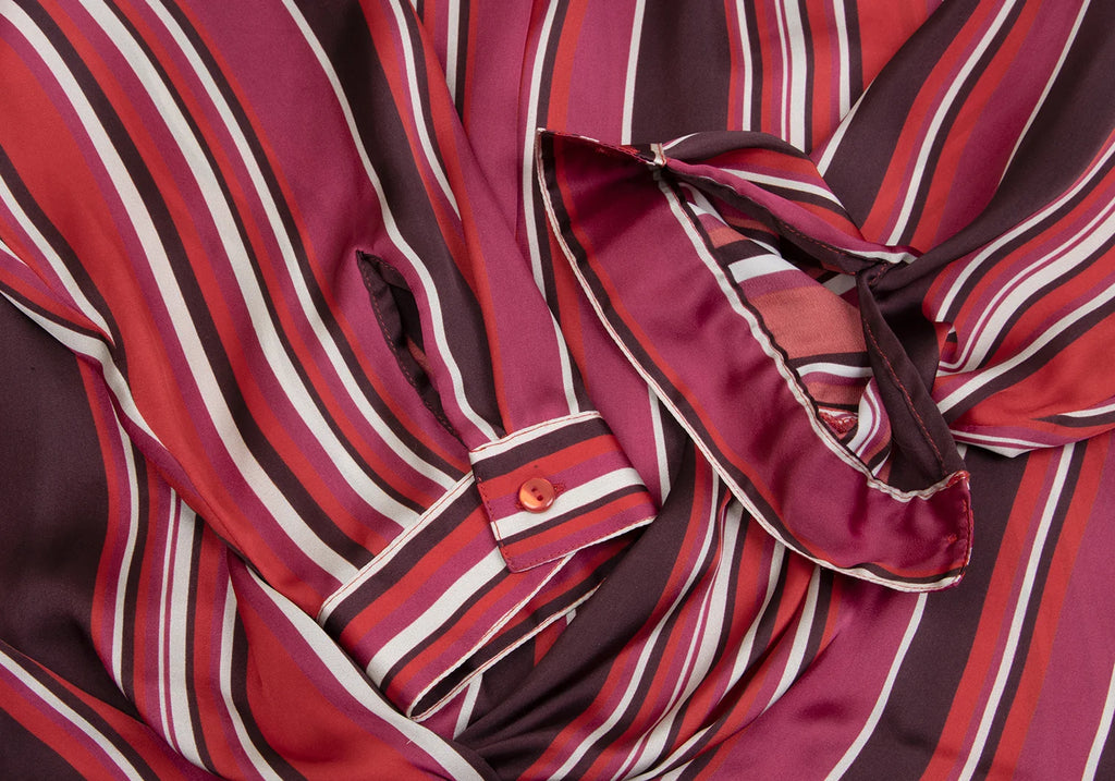 NARACAMICIE JAPAN. Red Poly Stripe Pull Over Blouse