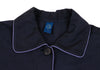 ROMEO GIGLI  ITALY. Navy Piping Rayon Drape Shirt Dress