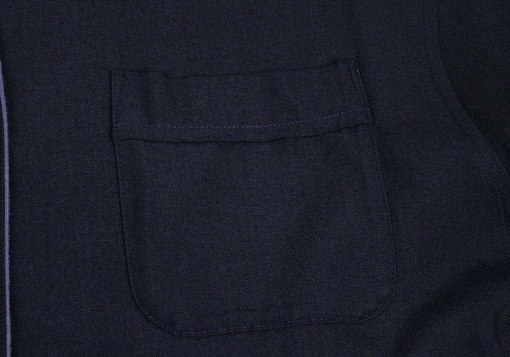 ROMEO GIGLI  ITALY. Navy Piping Rayon Drape Shirt Dress