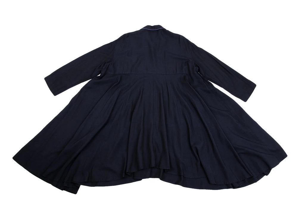 ROMEO GIGLI  ITALY. Navy Piping Rayon Drape Shirt Dress