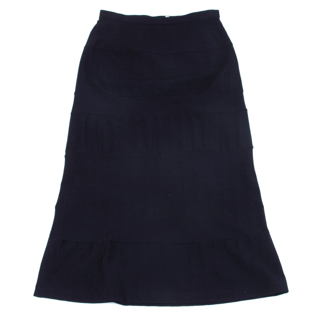 COMME des GARCONS JAPAN. TRICOT. Navy Switching Stretch Wool Skirt