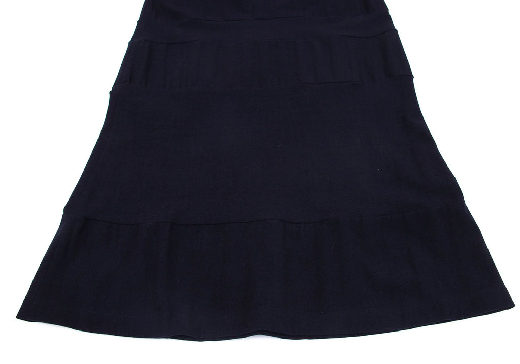 COMME des GARCONS JAPAN. TRICOT. Navy Switching Stretch Wool Skirt