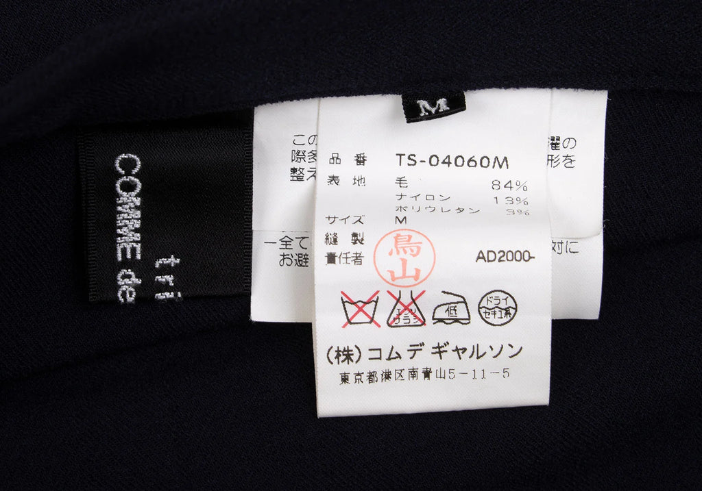 COMME des GARCONS JAPAN. TRICOT. Navy Switching Stretch Wool Skirt