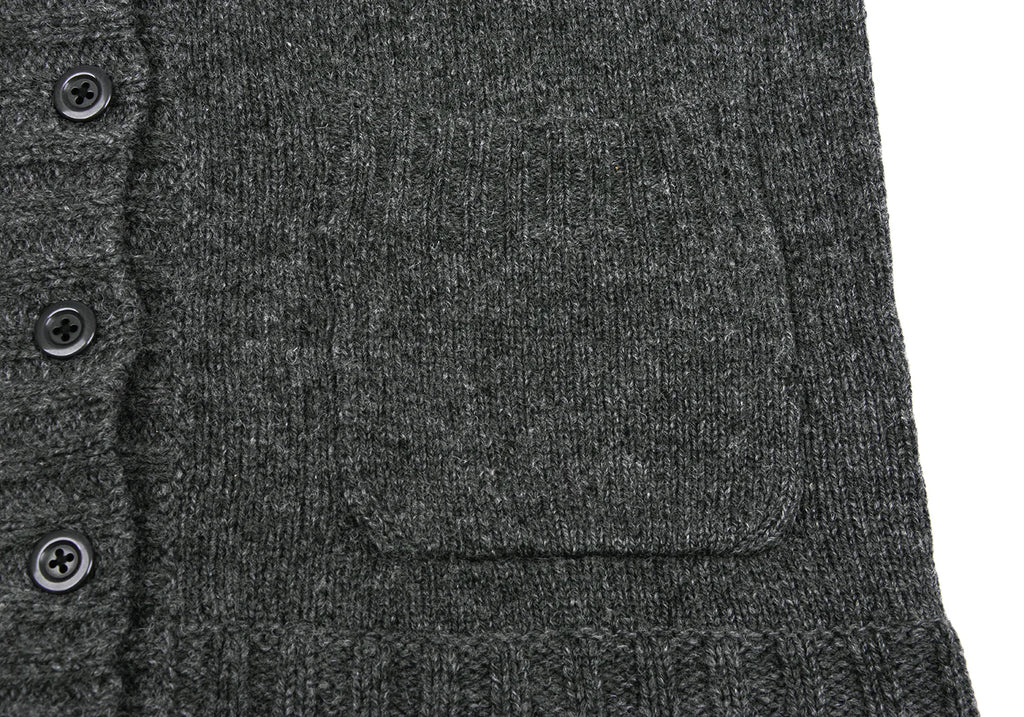 A/T ATSURO TAYAMA.  Grey Open Knit Front and Back Long Cardigan w/Hood