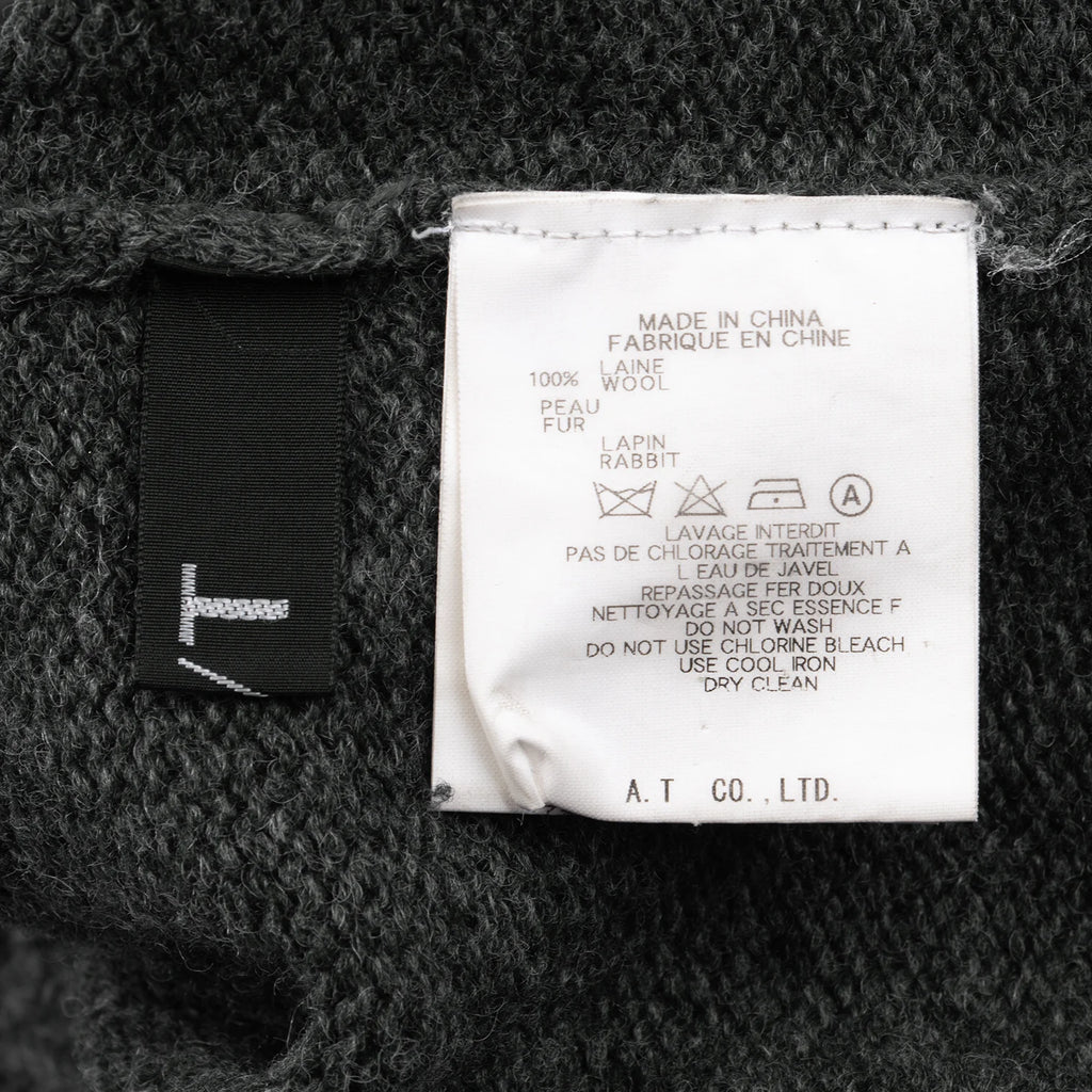 A/T ATSURO TAYAMA.  Grey Open Knit Front and Back Long Cardigan w/Hood